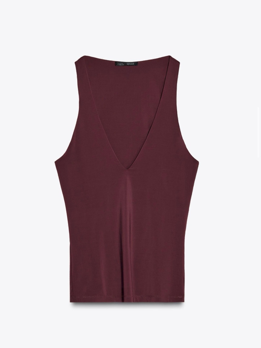 NWT Zara V-Neck Sleeveless Top - Burgundy